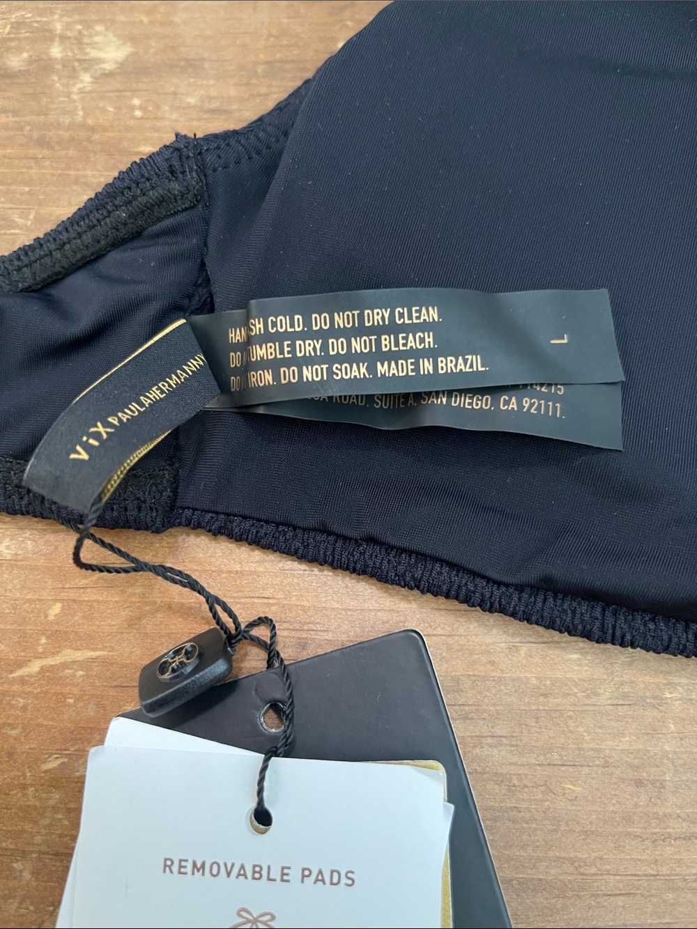 Black Textured Bikini Top with Bead Detail - Women Intimates & Sleepwear - Picture 3 of 5